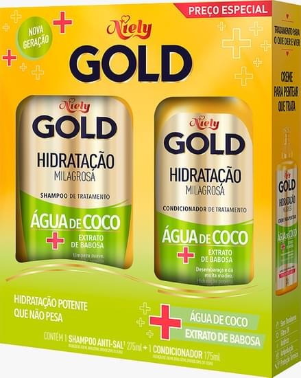 KIT NIELY GOLD SH 300ML+COND 200ML HIDRAT AGUA COCO (12)