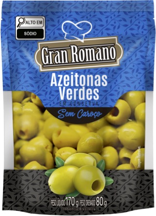 AZEITONA VERDE GRAN ROMANO 80G SACHE SEM CAROCO (30)