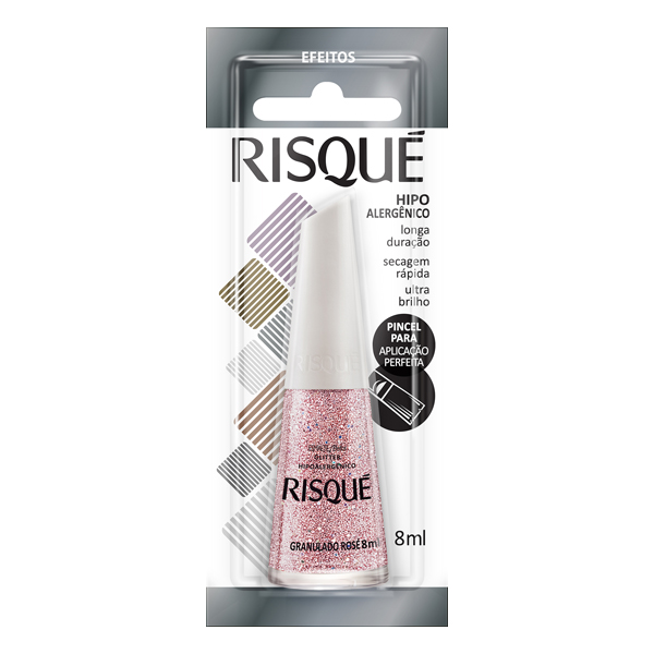 ESM RISQUE BL 8ML GLITTER GRANULADO ROSE (144)