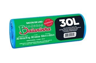 SACO LIXO PRETO BAIANINHA 59X62 ECONOMICO CAPACIDADE 30LT ROLO COM 20 (20)