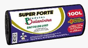 SACO LIXO PRETO BAIANINHA 75X105 SUPER FORTE CAPACIDADE 100LT ROLO COM 20 (20)