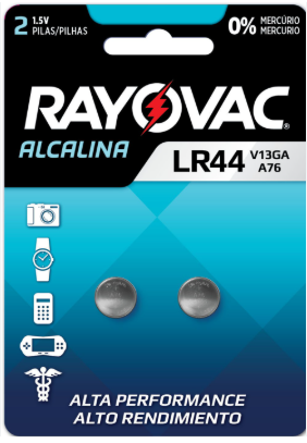 PILHA RAYOVAC LR44 V13GA 1,5V 2UN (10)