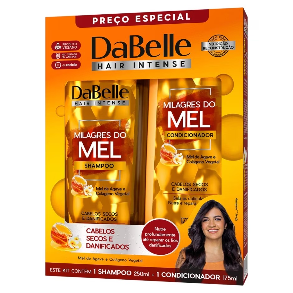KIT SHAMPOO 250ML+CONDICIONADOR 175ML DABELLE MILAGRES MEL  (12)