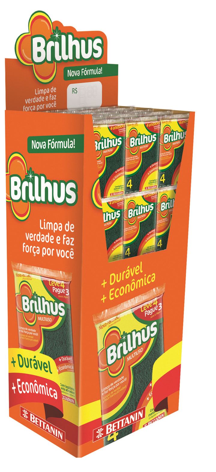 ESPONJA BRILHUS DUPLA FACE MULTI USO L4P3UN CX DISPLAY (144)