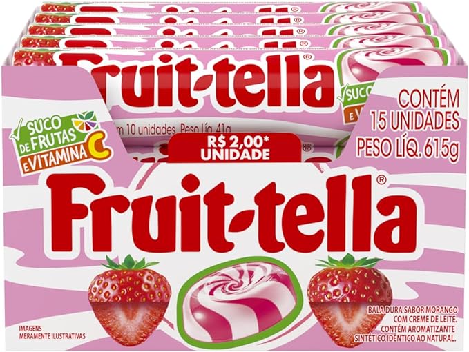BOMB FRUITTELLA DURA MORANGO C/CREME DP 15UN (12)