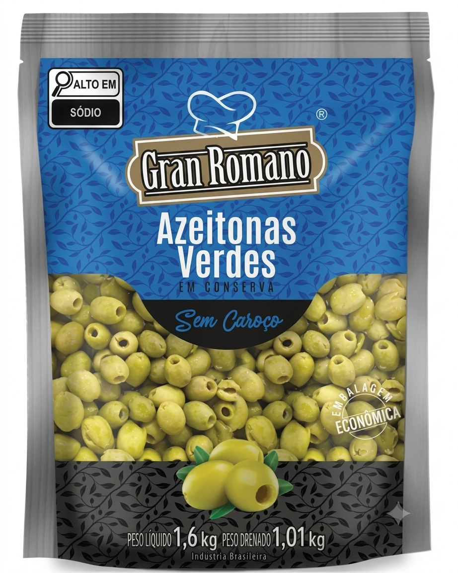 AZEITONA VERDE GRAN ROMANO 1,010KG SC S/CAROCO (6)