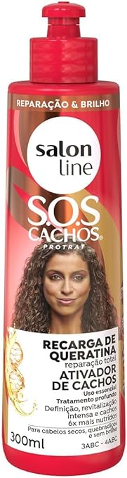 ATIVADOR SALON LINE 300ML CACHOS SOS RECARGA QUERATINA (6)