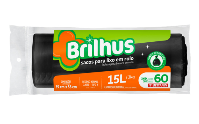 SACO LIXO BRILHUS PRETO RL 015LT 60UN (12)