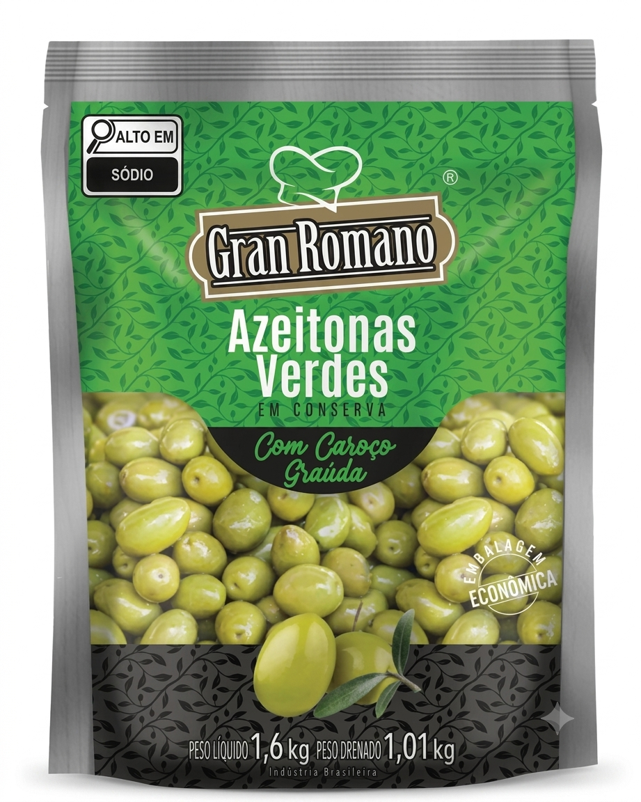 AZEITONA VERDE GRAN ROMANO 1,010KG SACHE COM CAROCO GRAUDA (6)