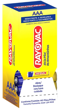 PILHA RAYOVAC AMARELINHA AAA TUBO 40UN (32)