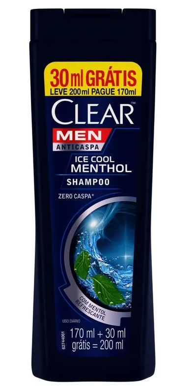 SHAMPOO CLEAR 200ML MEN ICE COOL MENTHOL L+P- (12)