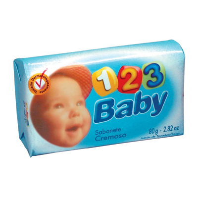 SABONETE INFANTIL 123 BABY CREMOSO 80G AZUL (72)