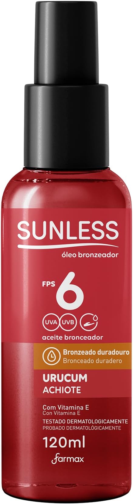 PROTETOR SOLAR SUNLESS OLEO BRONZ FPS6 120ML URUCUM (12)