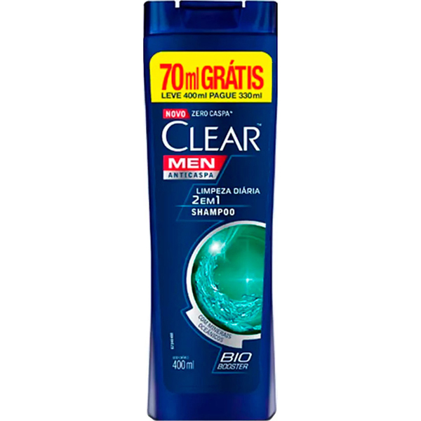 SHAMPOO CLEAR L400P330ML MASCULINO 2X1 LIMPEZA  DIAR (12)