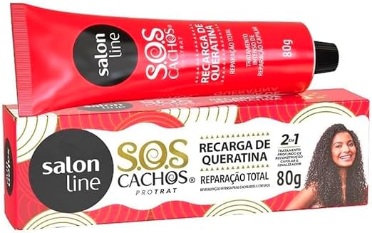 RECARGA QUERATINA SALON LINE 080G CACHOS SOS REP TOTAL (6)
