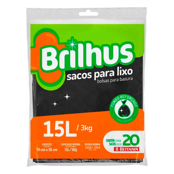 SACO LIXO BRILHUS ALMOF PRETO 015LT 20UN (12)
