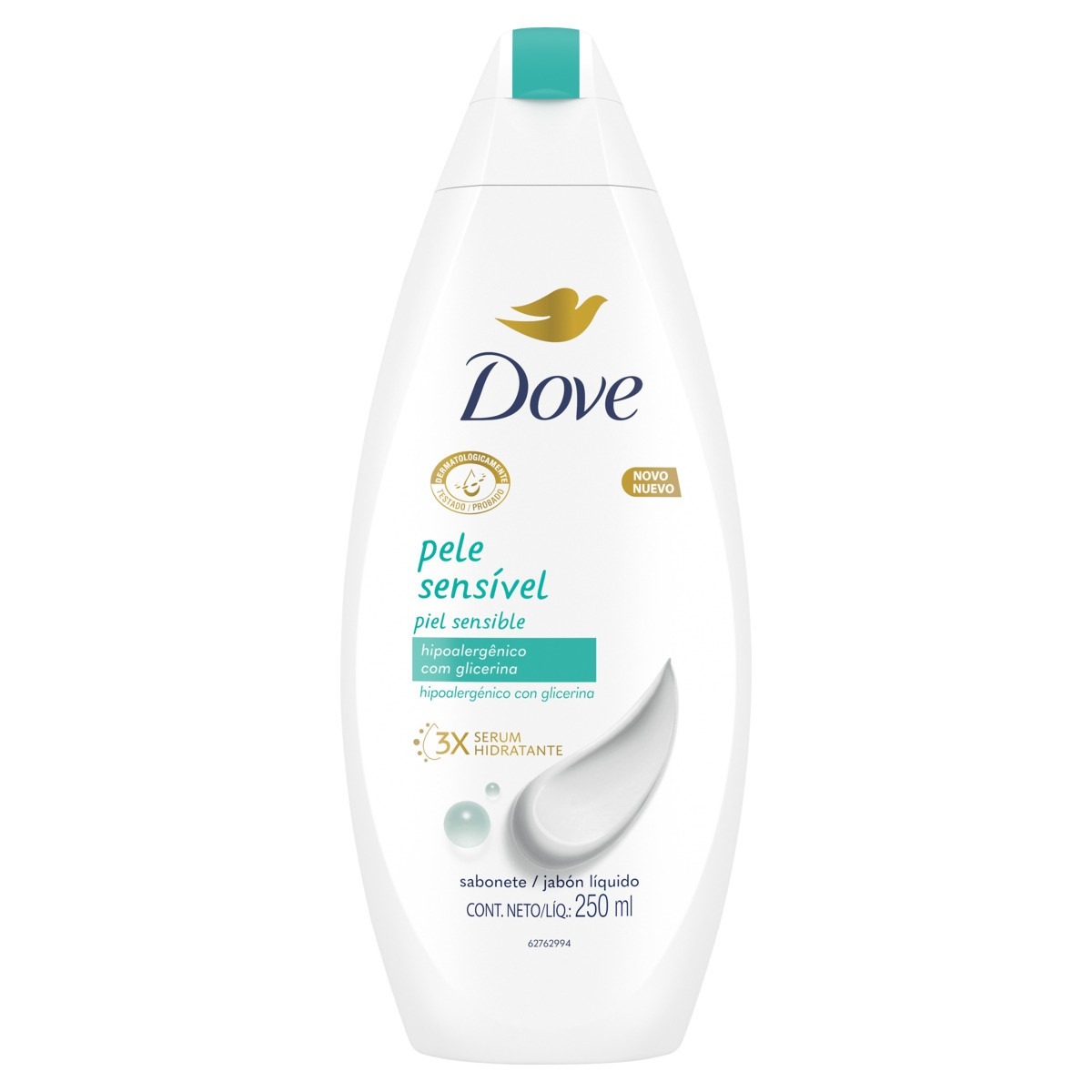 SAB DOVE LIQ 250ML PELE SENSÍVEL (12)