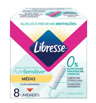 ABS LIBRESSE INTERNO EXTRA SUAVE SENSITIVE MEDIO C/APLICADOR LONGO 08UN (24)
