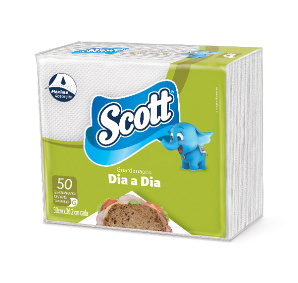 GUARDANAPO SCOTT FOLHA SIMPLES DIA A DIA 30X26,2 TAM. G 50X9 (72)