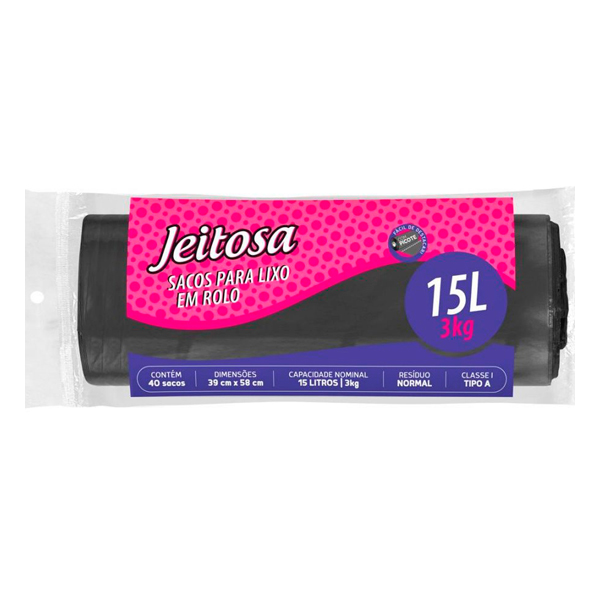 SACO LIXO JEITOSA PRETO RL 015LT 40UN (12)