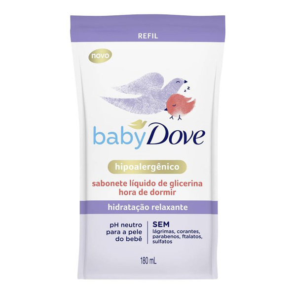 SABONETE DOVE LIQUIDO BABY 180ML REFIL HORA DORMIR (12)