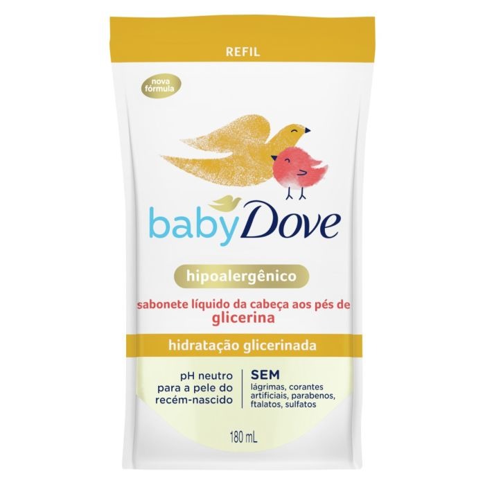 SABONETE DOVE LIQUIDO BABY 180ML REFIL HIDRATACAO GLICERINADA (12)