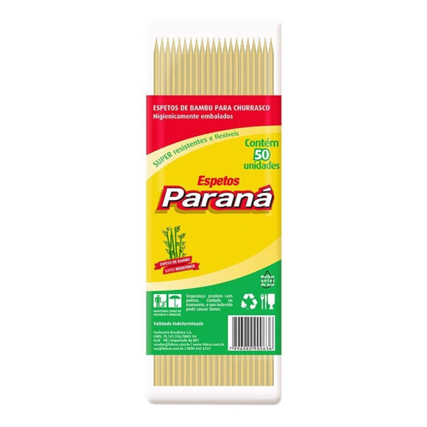 ESPETO CHURRASCO PARANA 050UN BAMBU 25CM (100)