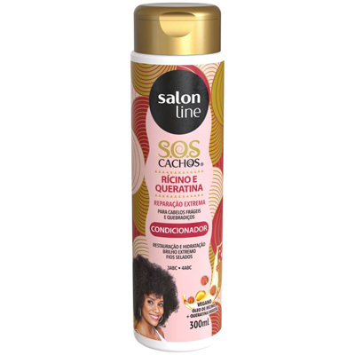 CONDICIONADOR SALON LINE 300ML CACHOS SOS RICINO QUERATINA (6)
