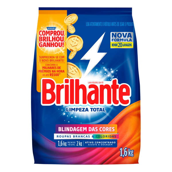 DETERGENTE PO  BRILHANTE 1,6KG LIMPEZA  TOTAL SACHE   (7)
