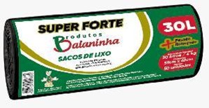 SACO LIXO PRETO BAIANINHA 59X62 SUPER FORTE CAPACIDADE 30LT ROLO COM 20 (20)