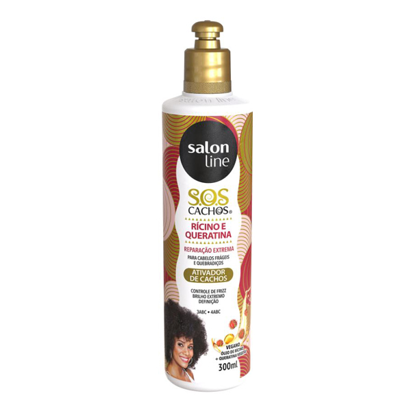 ATIVADOR SALON LINE 300ML CACHOS SOS RICINIO QUERATINA (6)