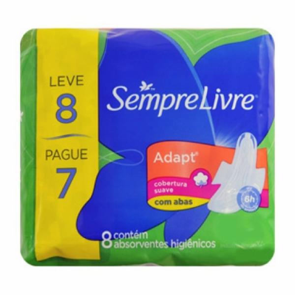 ABSORVENTE SEMPRE LIVRE ADAPT 08UN SUAVE COM ABAS LEVE 8 PAGUE 7 UN  (48)