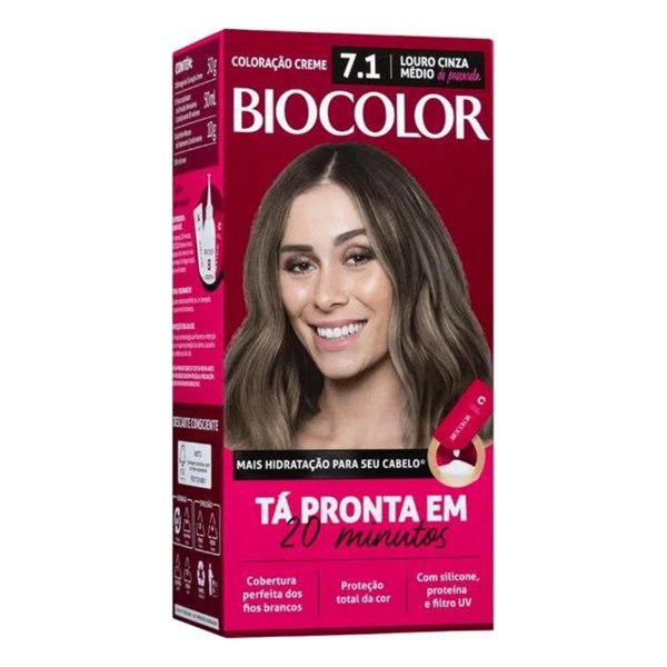 TINTURA BIOCOLOR 7.1 MK LOURO CINZA MEDIO 20MIN (12)
