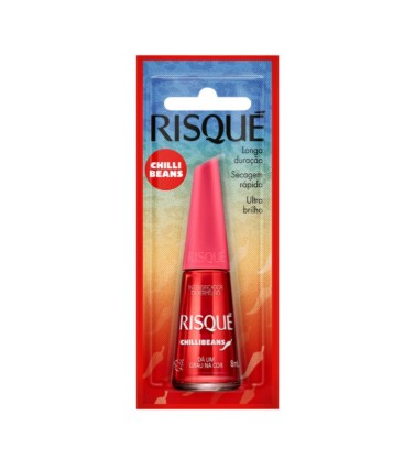 ESMALTE RISQUE BLISTER 8ML CHILLI BEANS VERMELHO DA UM GRAU NA COR (144)