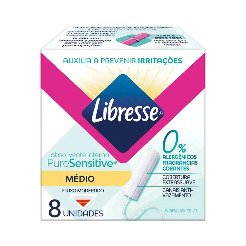 ABSORVENTE LIBRESSE INTERNO EXTRA SUAVE SENSITIVE MEDIO 08UN (24)
