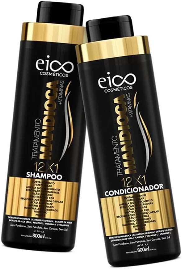 KIT SHAMPOO 800ML+CONDICIONADOR 750ML DABELLE EICO MANDIOCA  (6)