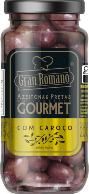 AZEITONA PRETA GRAN ROMANO 200G VIDRO GOURMET COM CAROCO (12)