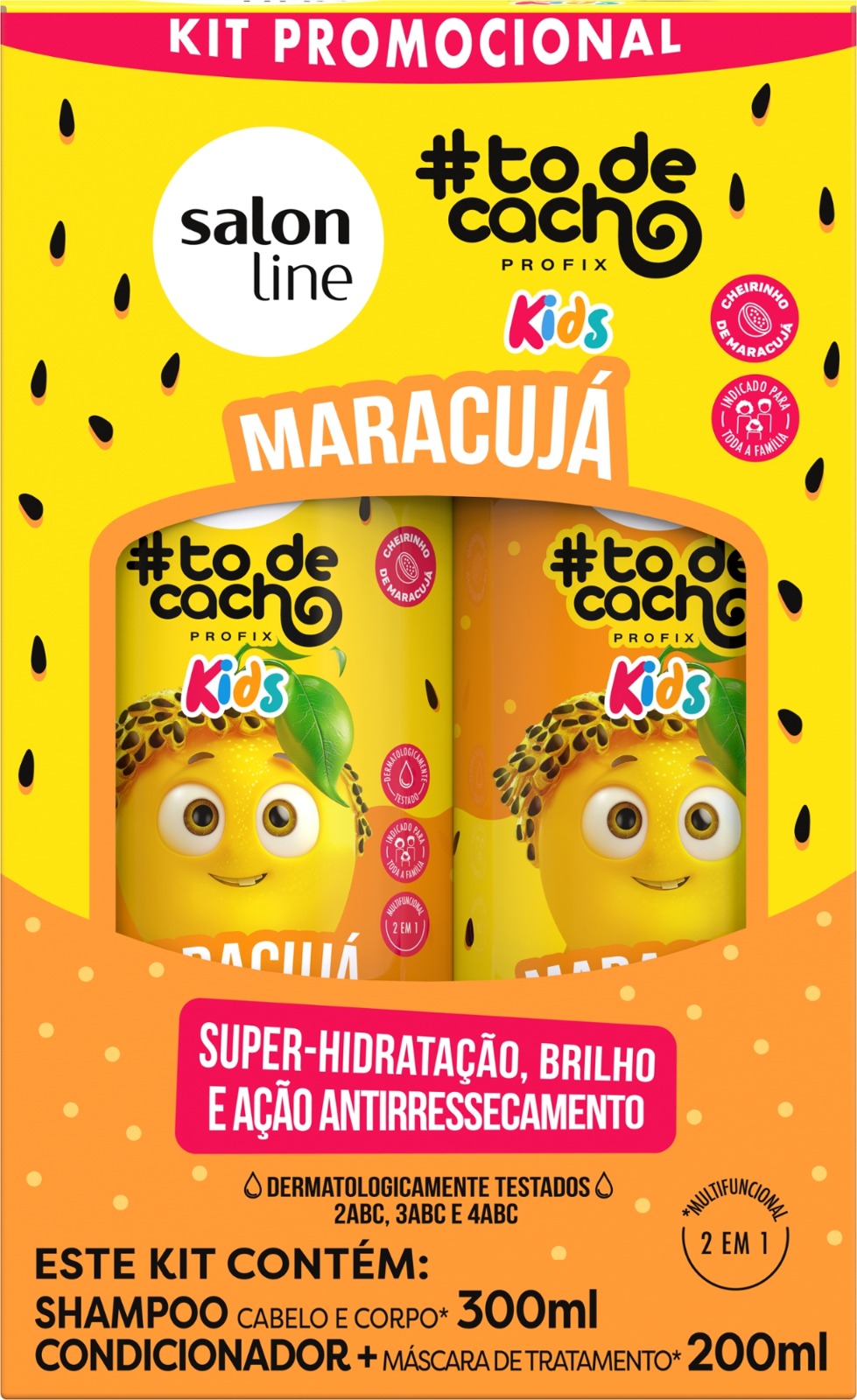KIT SHAMPOO 300ML+CONDICIONADOR 200ML TODECACHO KIDS MARACUJA (6)