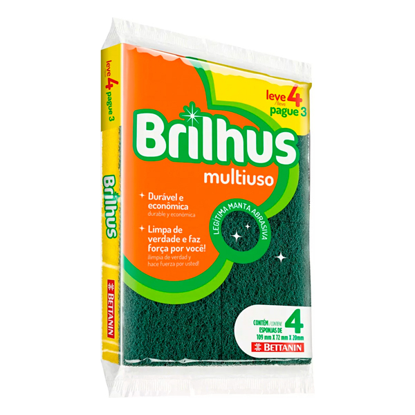 ESPONJA BRILHUS DUPLA FACE MULTI USO L4P3 (60)