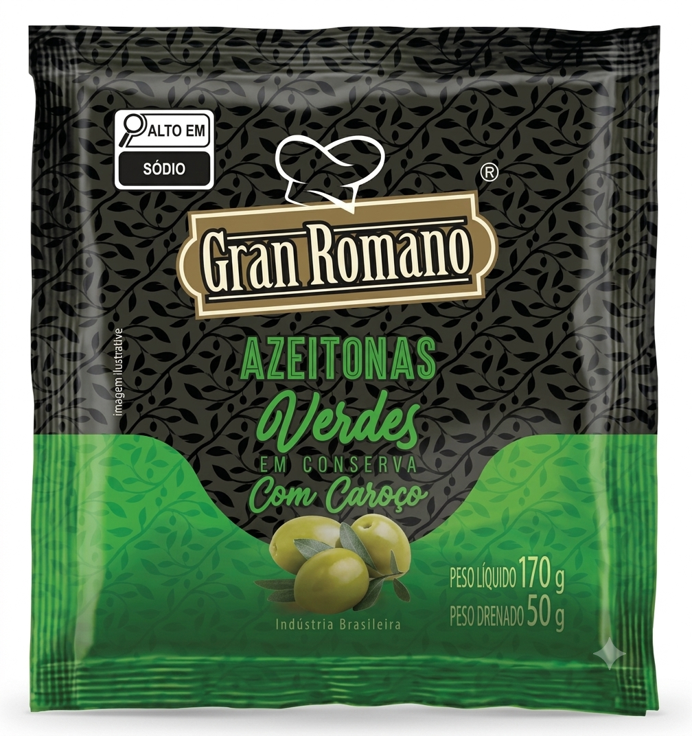 AZEITONA VERDE GRAN ROMANO 50G SC C/CAROCO (36)