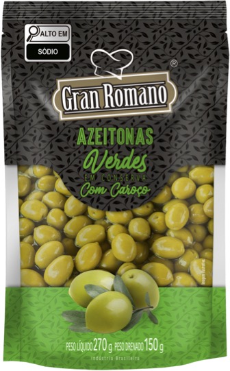 AZEITONA VERDE GRAN ROMANO 150G SC C/CAROCO (18)