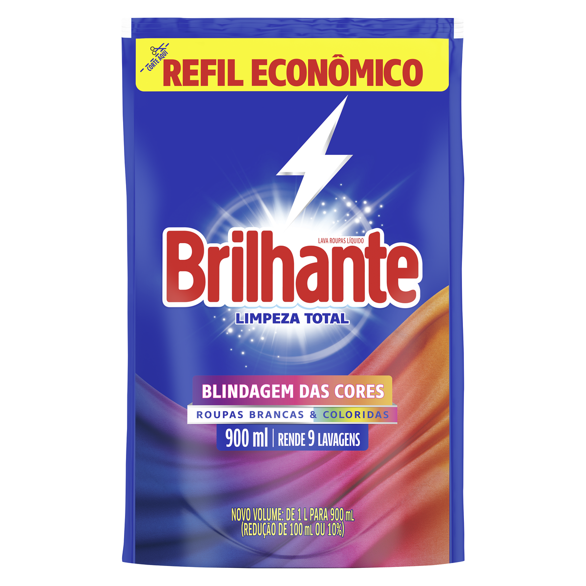 LAVA ROUPA BRILHANTE 900ML LIMPEZA TOTAL SH REFIL (12)