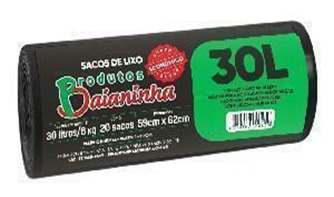 SACO LIXO PRETO BAIANINHA 59X62 SUPER ECONOMICO CAPACIDADE 30LT ROLO C/20 (20)