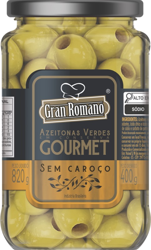 AZEITONA VERDE GRAN ROMANO 400G GOURMET S/CAROCO VD (12)