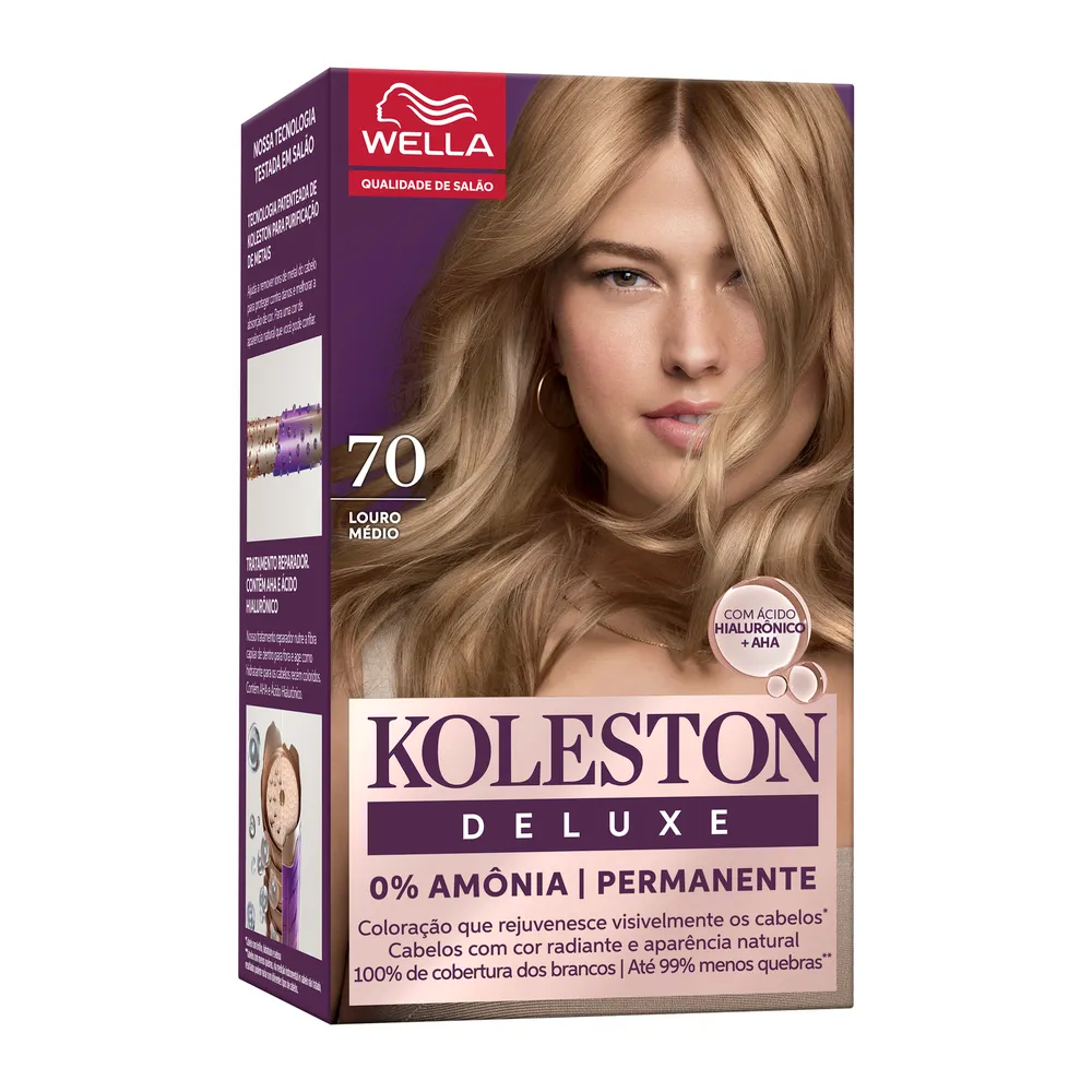 TINT KOLESTON DELUXE 0% AMONIA 7.0 LOURO MEDIO (12)