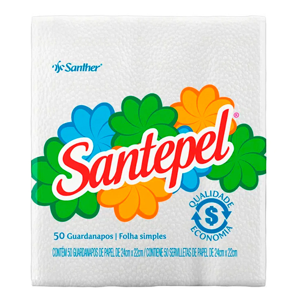 GUARDANAPO SANTEPEL 050FL 24X22 PEQUENO (80)