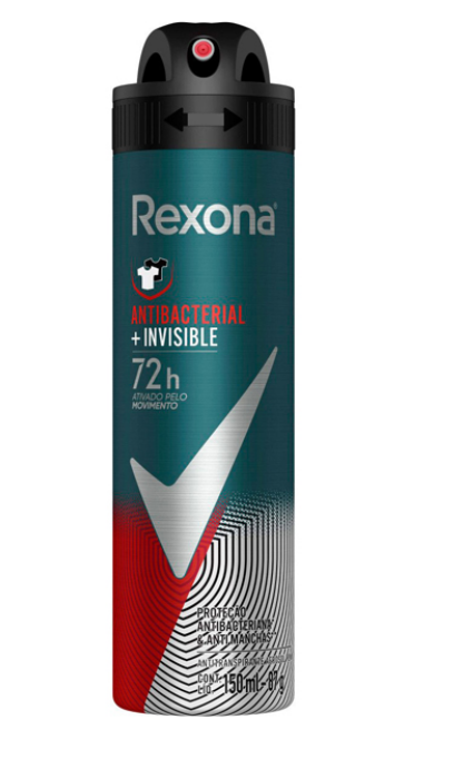 DESODORANTE REXONA AEROSSOL 150ML/90G MASCULINO ANTIBACTERIANO INVISIBLE (12)