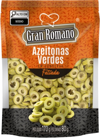 AZEITONA VERDE GRAN ROMANO 80G SACHE FATIADO (30)