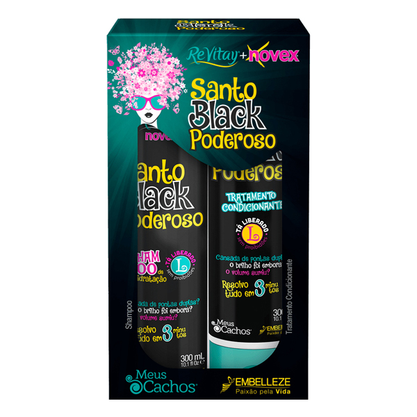 SHAMPOO+CONDICIONADOR VITAY 600ML SANTO BLACK (12)