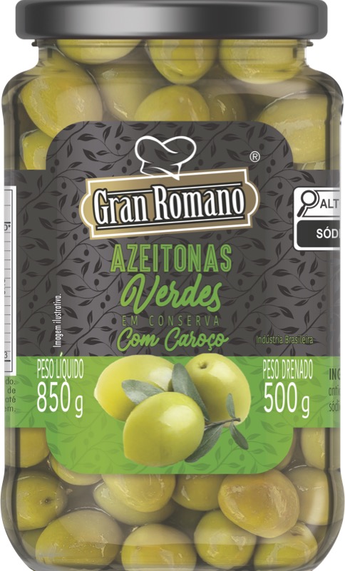 AZEITONA VERDE GRAN ROMANO 500G C/CAROCO VD (12)